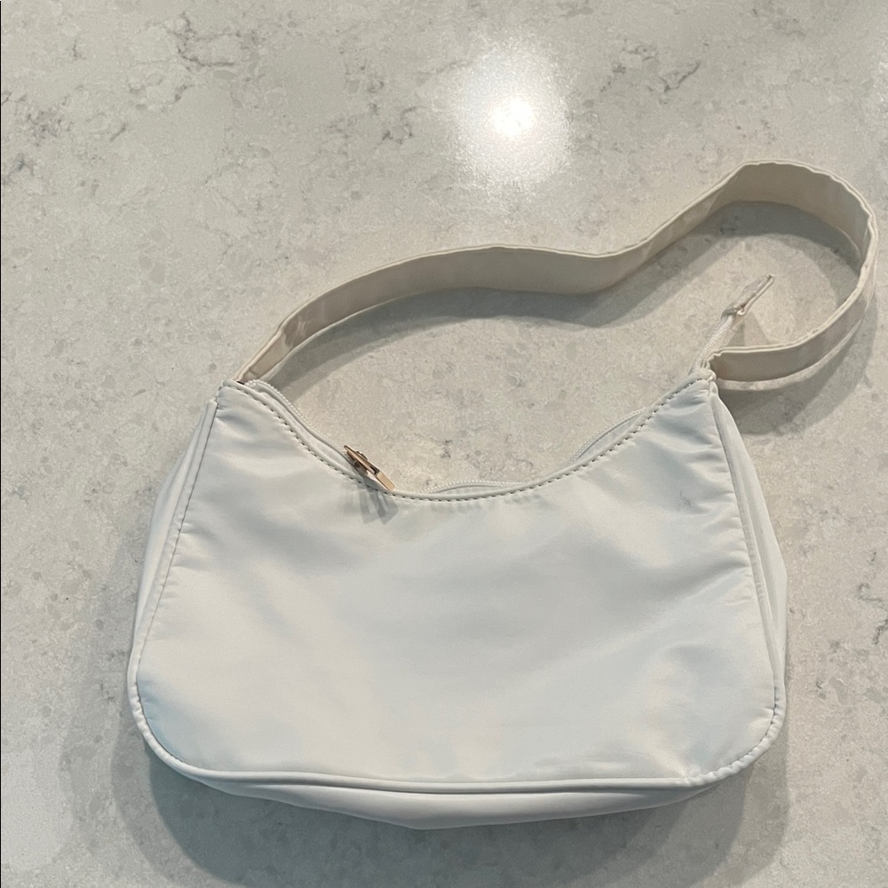 Elegant White Nylon Shoulder Bag